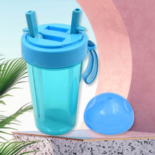 2 Drinks in 1 Cup Water Bottle, Stable Sturdy Dual Use Bottle 2 Straws for Shopping Travel for Outdoor Activities (1 Pc) - dailyneed.life