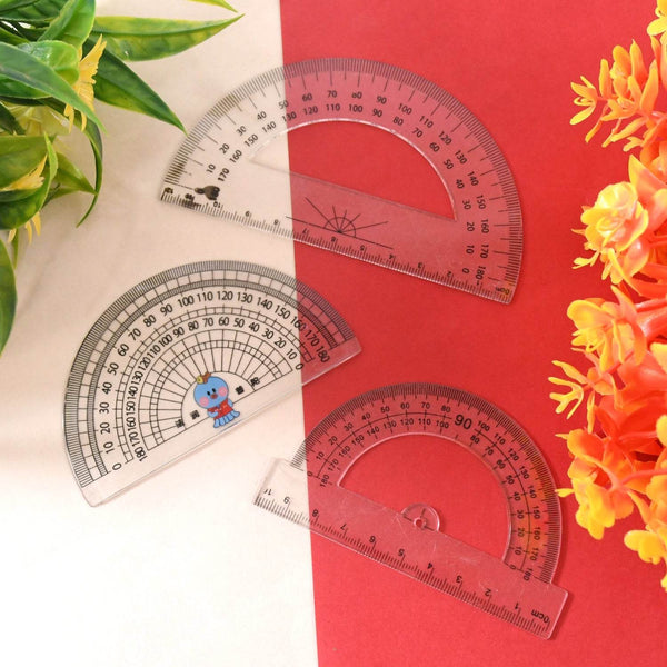Multipurpose Transparent Plastic Protractor Set (3 Pcs Set) - dailyneed.life