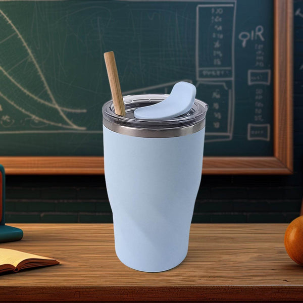 Stainless Steel Insulated Coffee Mug With Wooden Straw (350ml Approx) - dailyneed.life