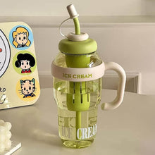 Approx 1300ML Large Capacity Cute Ice Cream Themed Water Bottle with Handle, Straw & Fruit Infuser – Leakproof Sipper for Kids & Adults - dailyneed.life