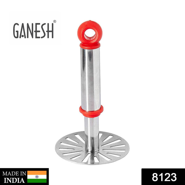Ganesh Potato / Pav Bhaji Masher with Plastic Handle, Silver & Plastic - Oval Pav Masher, Potato 1-Piece, Smasher Handle, Multicolor - dailyneed.life