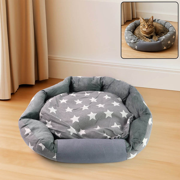 3XL Extra-Large Star Pattern Round Pet Bed for Cats & Small Dogs - dailyneed.life