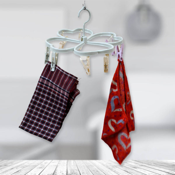 Heart Shape Cloth Drying Rack with 8 Clips for Socks, Baby Clothes, Towels - dailyneed.life