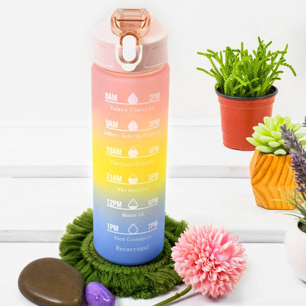 Plastic Colorful Motivational Water Bottle with Straw (750 ML) - dailyneed.life