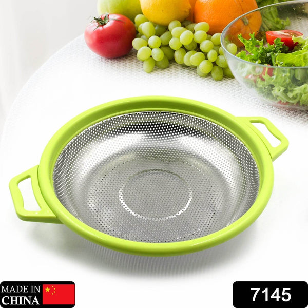 Stainless Steel Colander with Handle, Large Metal Green Strainer for Pasta, Spaghetti, Berry, Veggies, Fruits, Kitchen Food Colander, Dishwasher Safe - dailyneed.life