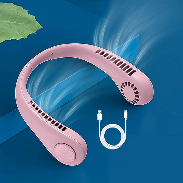 Portable Neck Fan: Holiday Hands Free Bladeless Neck Fan, 360° Cooling Hanging Fan, USB Rechargeable Personal Neck Fan, Wearable Neck Fan Suitable for Traveling - dailyneed.life