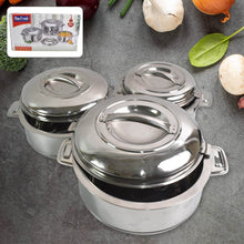 Royal Unique Hot Pot Stainless Steel Insulated Serving Casserole with Lid & Handle (3 pcs Set) - dailyneed.life