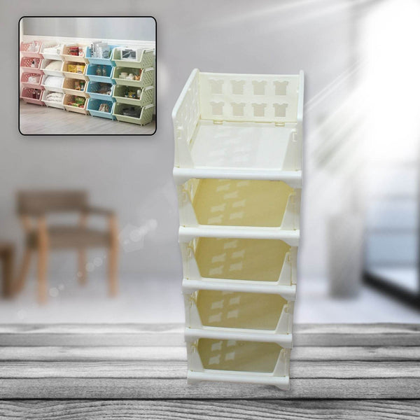 5 Layer Stackable Multifunctional Storage,for Clothes Foldable Drawer Shelf Basket Utility Cart Rack Storage Organizer Cart for Kitchen, Pantry Closet, Bedroom, Bathroom, Laundry (5 Layer 1 Pc) - dailyneed.life