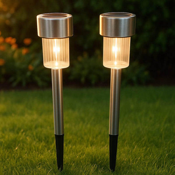 Solar-Powered Stainless Steel Garden Pathway Lights 31x4 cm (2 Pc) - dailyneed.life