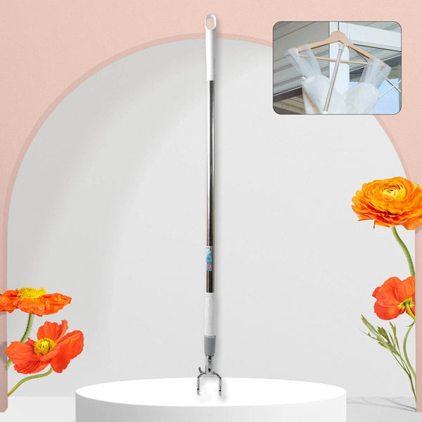 Stainless Steel Telescopic Pole Clothes Hooks Hanger (1 Pc / 155 cm) - dailyneed.life