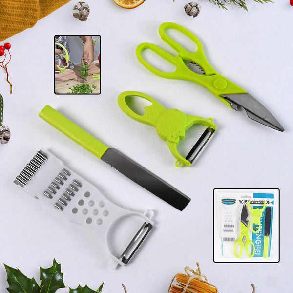 4-Piece Kitchen Cutting Set: Scissors, Peeler, Grater / Slicer, and Knife - dailyneed.life