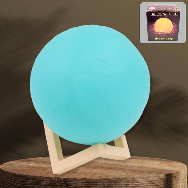 Moon Night Lamp Blue Color with Plastic Stand (15 x12 Cm / 1 Pc) - dailyneed.life