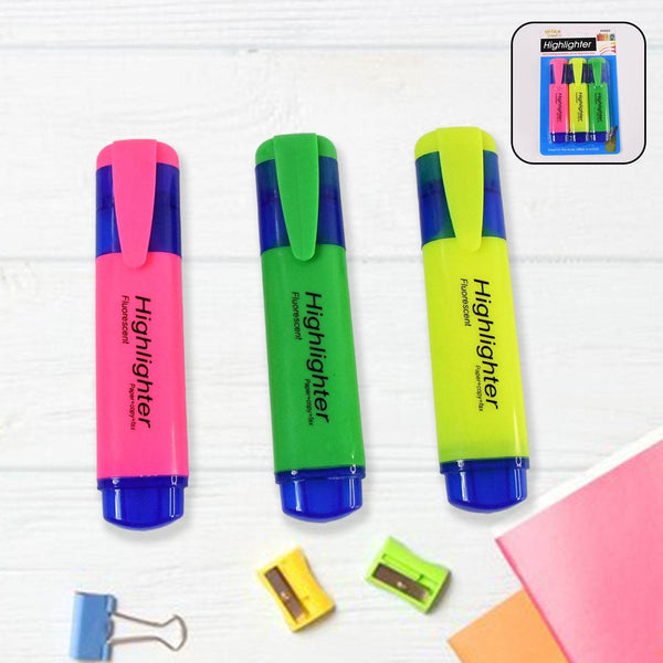 Highlighter Pen, Assorted Colours Water Based Broad Tip Writing Marker (3 Pcs Set) - dailyneed.life