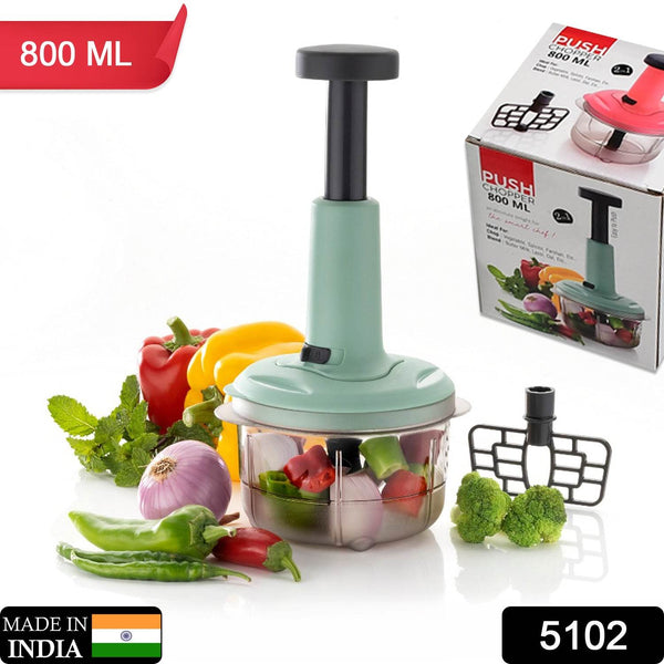 2-in-1 Push Chopper 800ml with Stainless Steel Blade for Quick Food Prep - dailyneed.life
