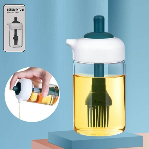 2 in 1 Glass Oil dispenser jar / Bottle with brush (1 Set) - dailyneed.life