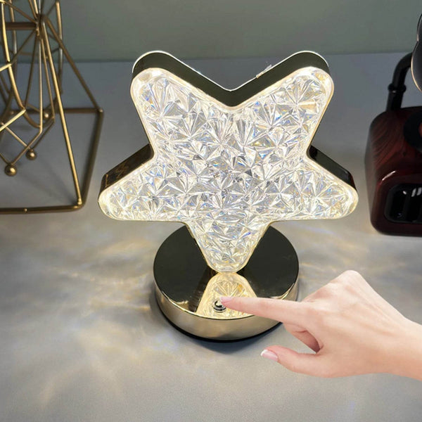 Star Crystal Diamond Touch Lamp – USB Rechargeable, 3-Way Dimmable - dailyneed.life
