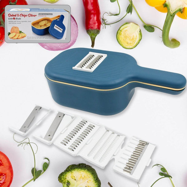 Vegetable Slicer Cutter - 6 Blades Kitchen Accessories, Tools & Appliances with Container & Handle (1 Set) - dailyneed.life