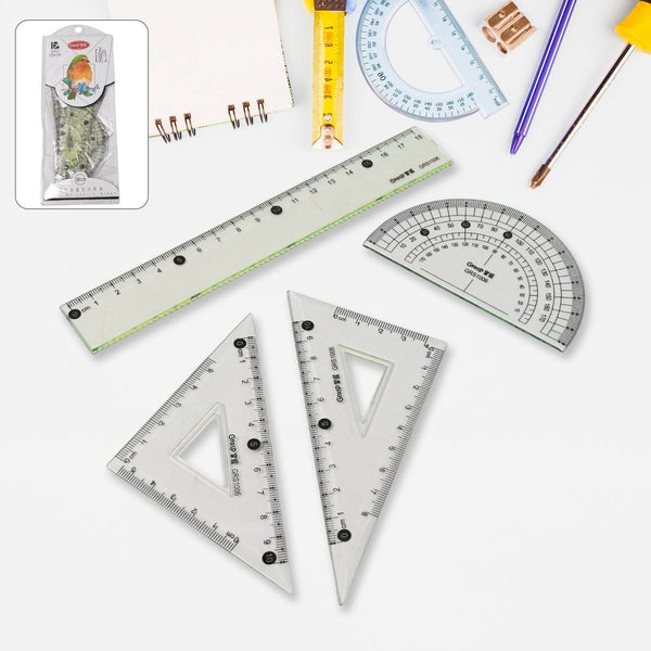 4-Piece Geometry Set, Triangle Ruler Protractor Straight Ruler - dailyneed.life