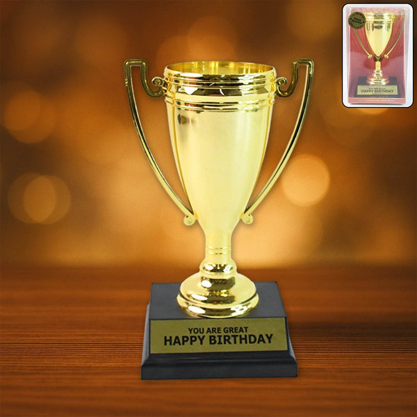 Golden Birthday Trophy – “You Are Great Happy Birthday” Plastic Award with Base - dailyneed.life