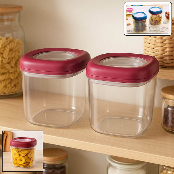 Supermom Transparent Twist Lock Kitchen Storage Container Set (Approx 800ML & 2Pc) - dailyneed.life