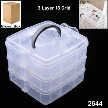3-Tier 18 Sections Transparent Stackable Adjustable Compartment Slot Plastic Craft Storage Box - dailyneed.life