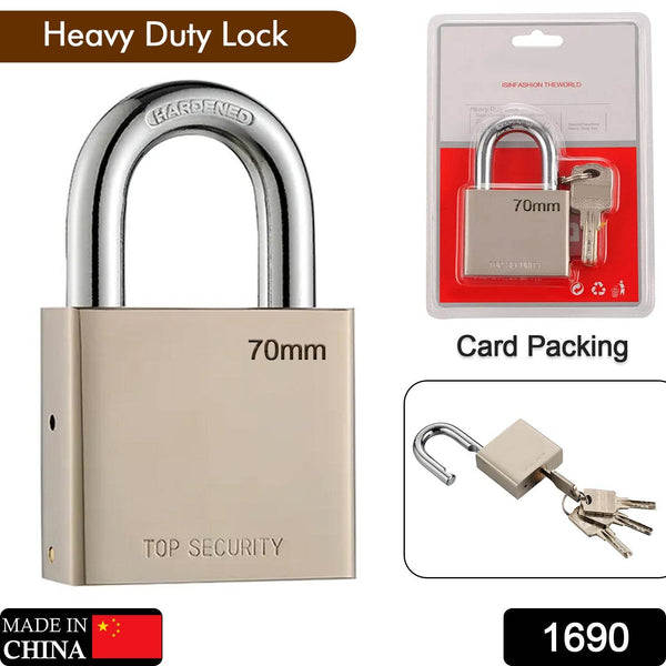 Heavy Steel Premium Square Padlock 70mm With 4 Keys | Multipurpose Hardened Shackle Padlock for Door, Gate, Shutter and Home - dailyneed.life