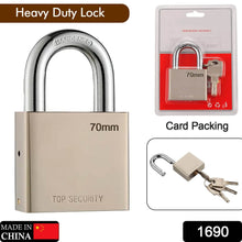 Heavy Steel Premium Square Padlock 70mm With 4 Keys | Multipurpose Hardened Shackle Padlock for Door, Gate, Shutter and Home - dailyneed.life