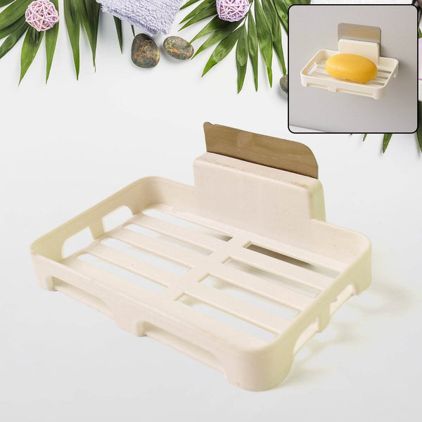 Self-Adhesive Wall Mount Plastic Soap Dish with Drain Slots - dailyneed.life