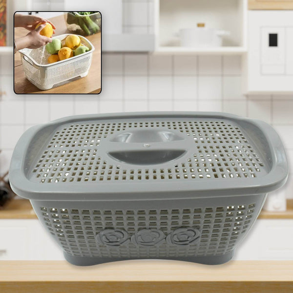 Multipurposes Plastic Basket, Organizer for Kitchen, Countertop, Cabinet, Bathroom with Lid, Plastic Storage Basket For Store Fruits, Vegetables, Magazines, Cosmetics, Stationary (1 Pc / Mix Color ) - dailyneed.life