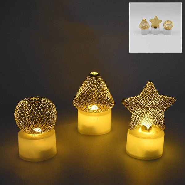 Flameless and Smokeless Decorative Candles Acrylic Led Tea Light Candle for Gifting, House, Light, Diwali (3 Pc Set) - dailyneed.life