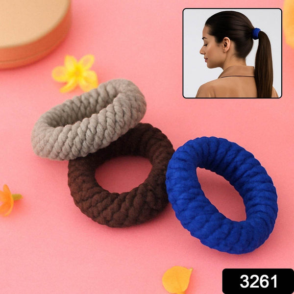 Tyre Shape Hair Rubber Bands Pack of 3 (Multicolour), Hair accessories - dailyneed.life