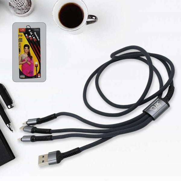 JK 3 in 1 Multi Super Fast Charging Cable (1 Pc / 1200 MM) - dailyneed.life