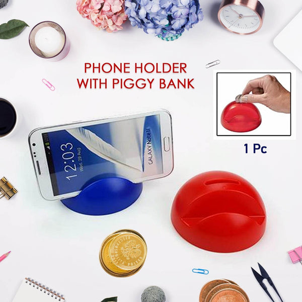 2in1 ABS Plastic Phone Holder Phone Stand With Coin Bank (1 Pc) - dailyneed.life