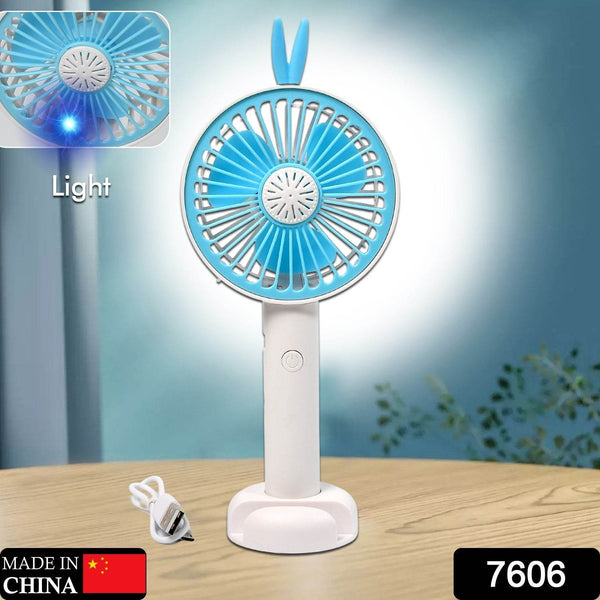 Mini Portable Hand Fan USB Rechargeable Fan With Led Light Fan for Indoor and Outdoor Use by Women and Men Table Standing Stand Included (Battery Not Include) - dailyneed.life