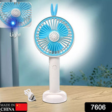 Mini Portable Hand Fan USB Rechargeable Fan With Led Light Fan for Indoor and Outdoor Use by Women and Men Table Standing Stand Included (Battery Not Include) - dailyneed.life