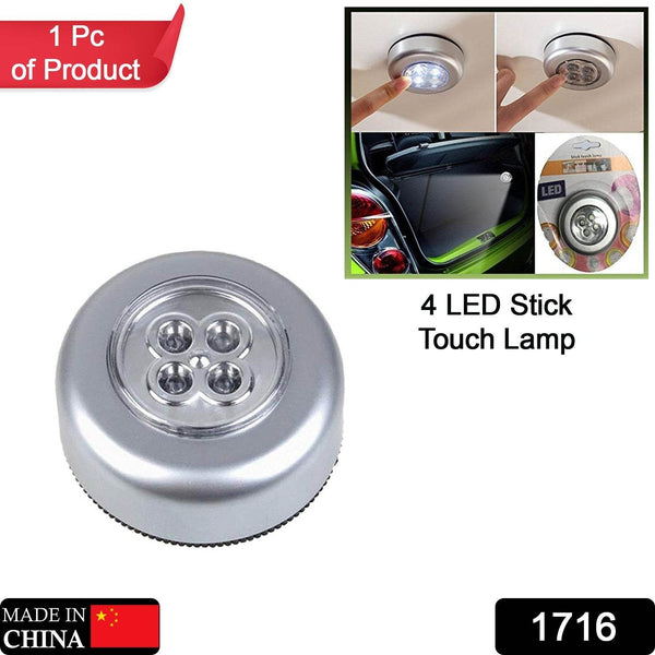 4 LED Battery-Powered Wireless Night Light Stick Tap Touch Lamp Stick-on Push Light for Closets, Cabinets, Counters, or Utility Rooms, Cordless Touch Light - dailyneed.life