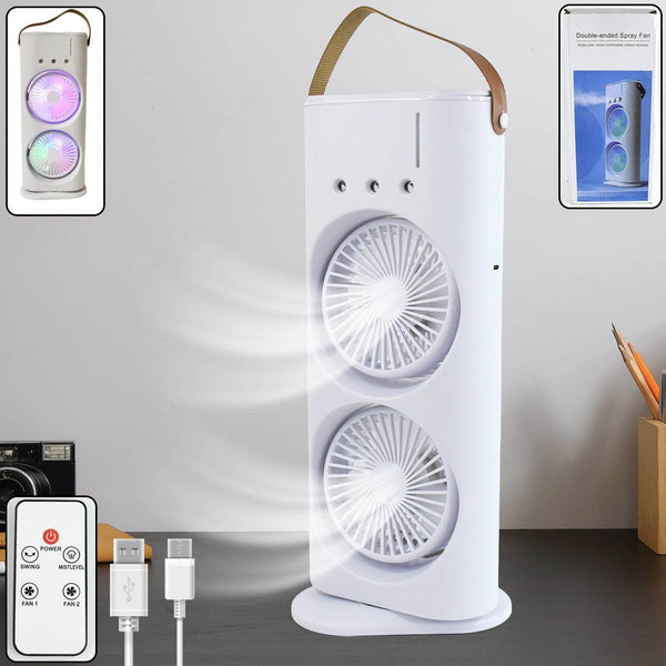 Electric Fan Desktop Double-Head Powerful Air Cooler (1 Pc / With Remote / Plug and Play) - dailyneed.life