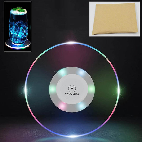 Colorful LED Cocktail Coaster, Round Ultra-Thin LED Drink Coaster (1 Pc) - dailyneed.life