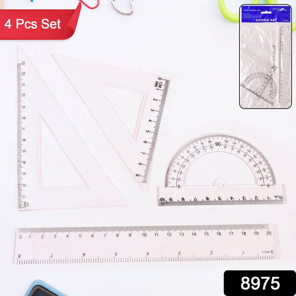 Plastic Geometry Set, Triangle Ruler Protractor Straight Ruler (4 Pcs Set) - dailyneed.life
