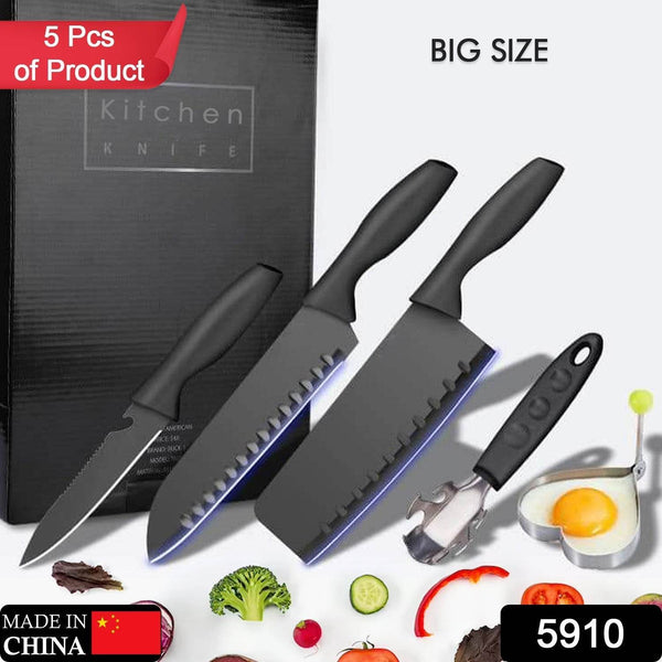 5-Piece Stainless Steel Kitchen Knife Set – Chef, Chopping, Utility, Butcher Knives - dailyneed.life