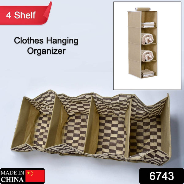 Fabric Hanging 4-Shelf Closet Cloth Organizer - dailyneed.life