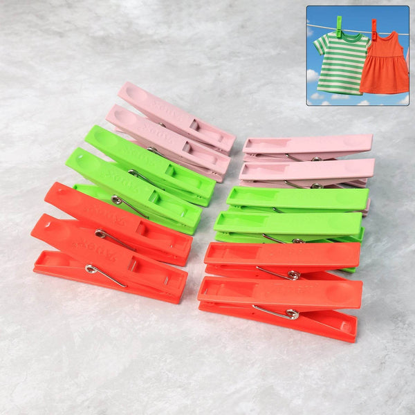 Durable Cloth Clips Set of 12 – Strong Grip Plastic Laundry Pegs with Stainless Steel Spring - dailyneed.life