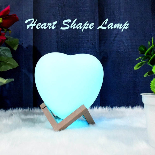 3D Heart Shape Moon Night Lamp with Plastic Stand (13 x12 Cm / 1 Pc) - dailyneed.life