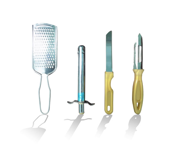 4In1 Combo - Stainless Steel Kitchen Lighter, Knife, Peeler and Smooth Grater - dailyneed.life