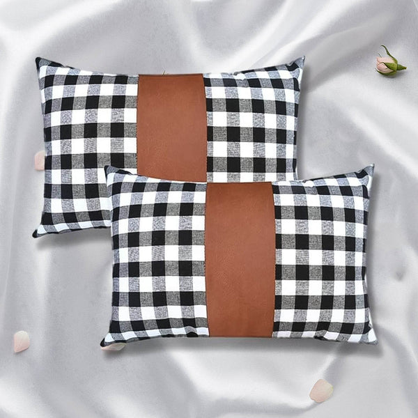 Pillow Covers, Leather & Cotton Cushion Covers (17 × 17 Inch / 1 Pair / 2 Pc) - dailyneed.life
