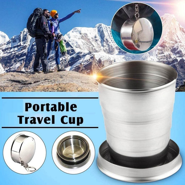 2 in 1 Camping Folding Cup with Keychain (1 Pc) - dailyneed.life