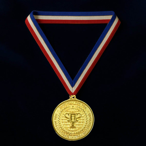 Gold Metal Medal with Tricolor Ribbon (1 Pc) - dailyneed.life