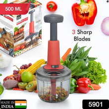 Matte Finish Hand Press Chopper with 3 Blades for Easy Vegetable & Fruit Chopping - dailyneed.life