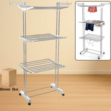 3-Tier Foldable Stainless Steel Cloth Drying Stand with Wheels - dailyneed.life