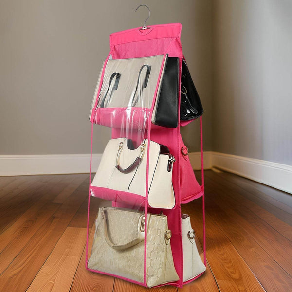 6 Pockets Hanging Purse Handbag Organizer Clear Hanging Shelf Bag (1 Pc) - dailyneed.life